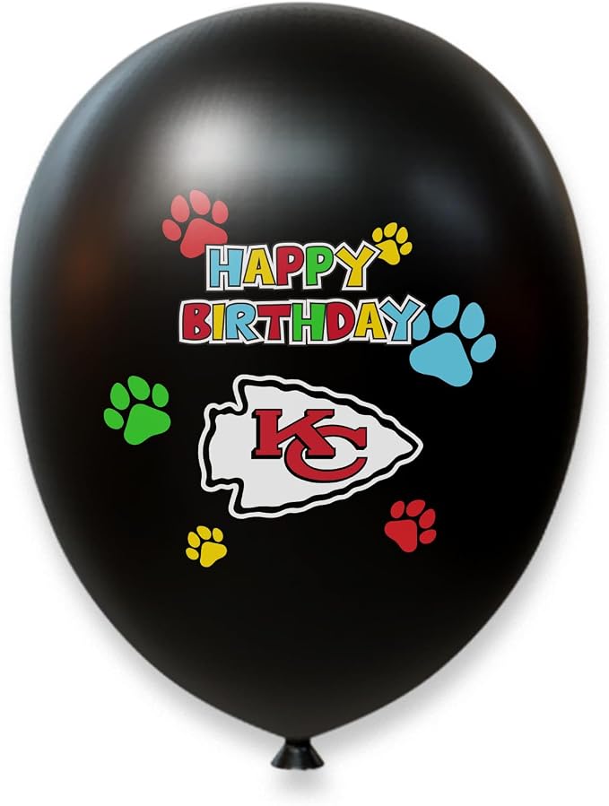 NFL Kansas City Chiefs Dog Birthday Party Set 10pcs with 1 Football Bandana Large/X-Large, 1 Crown Hat, 1 Banner, 1 Birthday Cake Toy & 6 B-Day Balloons, Dog Birthday Set, Costume, Fun Doggie Pawty
