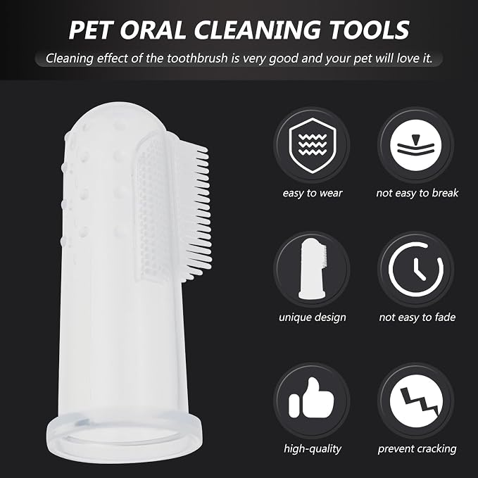 Cabilock 10 Sets Silicone Finger Toothbrushes for Pets Comfortable Gums Massager and Teeth Cleaner for Dogs and Cats Small Portable Dental Care Tool for Puppy Teeth Cleaning