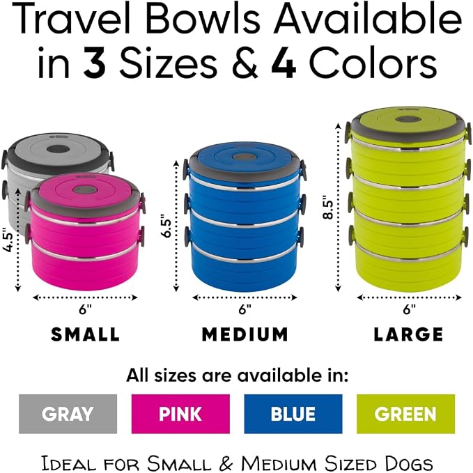 Healthy Human Travel Pet Bento Bowls, 3 Pack, Gray