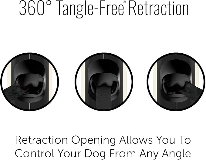 TUG Oval 360° Tangle-Free Retractable Dog Leash with Integrated Waste Bag Dispenser (Medium, Cream)