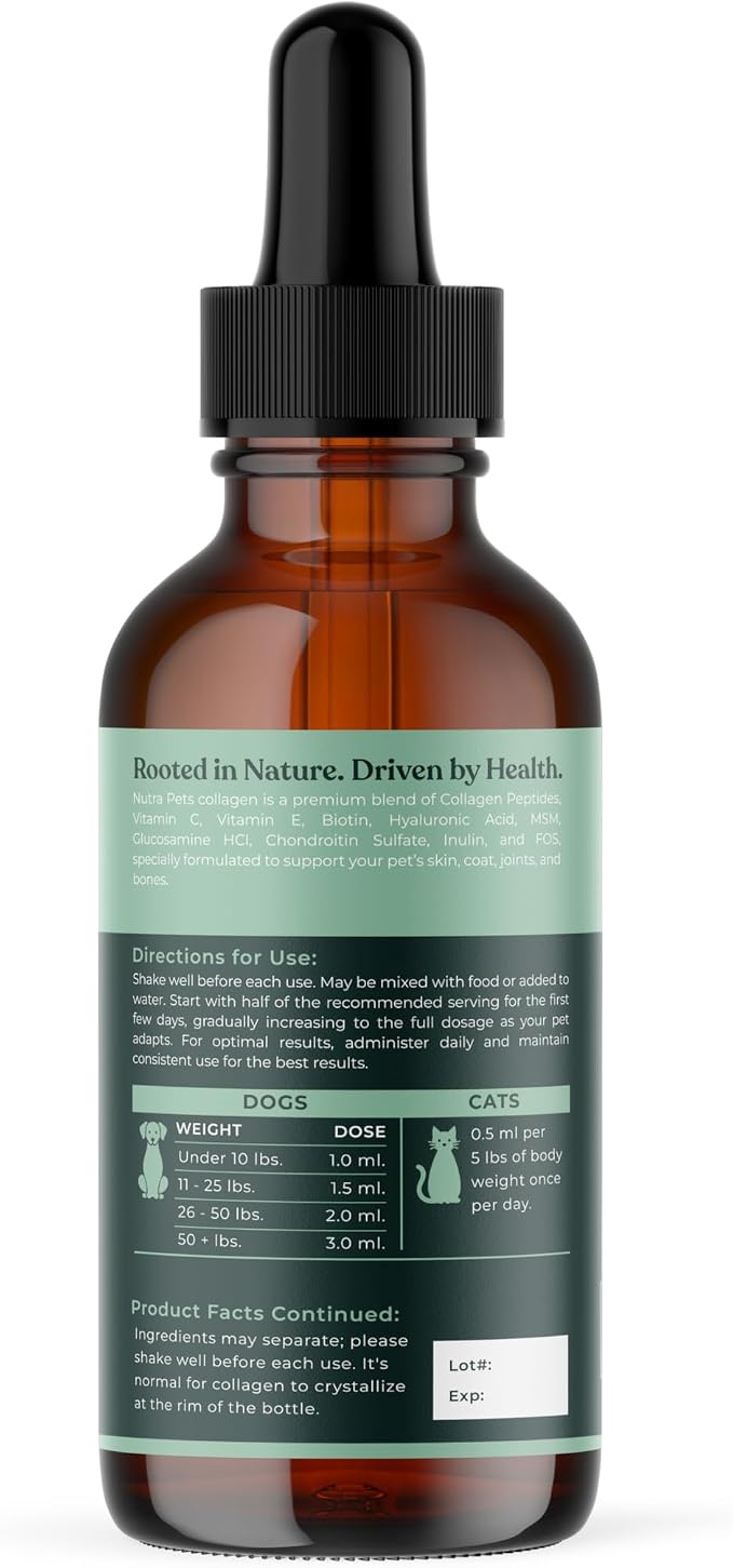 Premium Liquid Collagen for Dogs & Cats | 5 Types of Collagen (I, II, III, V, X) | Supports Skin, Coat, Hips, Joints, & Bones | Allergy and Itch Relief | Biotin, Hyaluronic Acid, Vitamin C