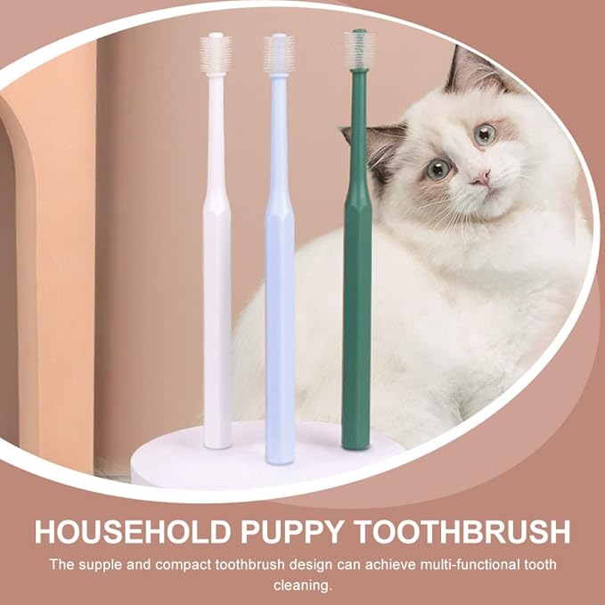 POPETPOP 2 Pack Dog Toothbrush for Small Dogs and Cats Manual Pet Oral Cleaner with Soft Silicone Bristles and Non-Slip Handle for Effective Teeth Cleaning and Massage