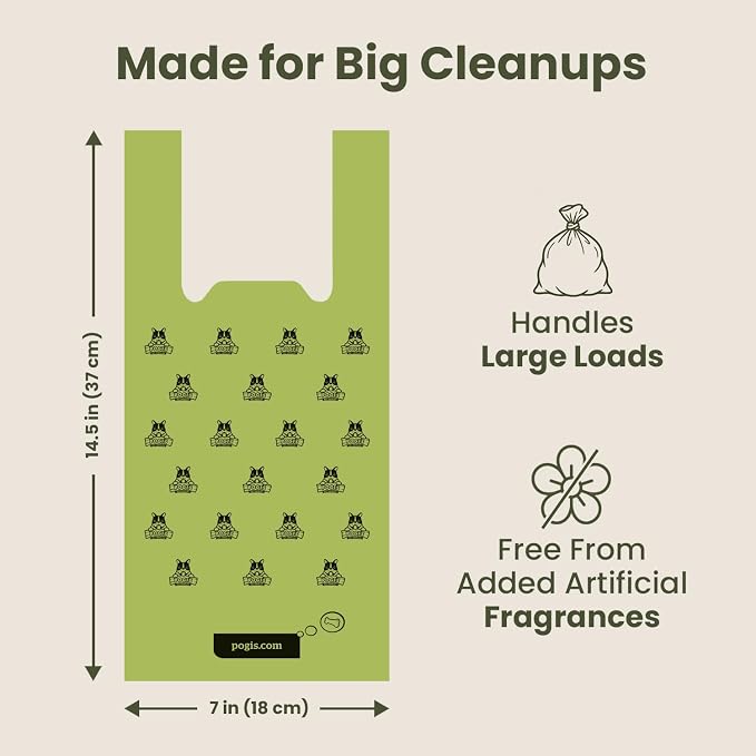 Pogi's 300 Unscented Dog Poop Bags with Handles - Earth-Friendly, Leak-Proof, Ultra Thick, 4+ Month Supply