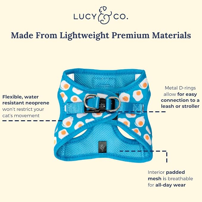 Lucy & Co. Eggcelent Step-in Cat Harness & Leash Bundle – Reflective, Breathable & Adjustable Harness for Cats, Kittens & Small Dogs, Lightweight & Secure and Dual Leash Clips – X-Small