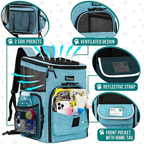 PetAmi Dog Backpack Carrier, Airline Approved, 4-Way Entry, Teal