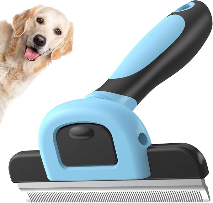 Bestac Pet Deshedding Brush, 5.3 Inch, Stainless Steel, Blue
