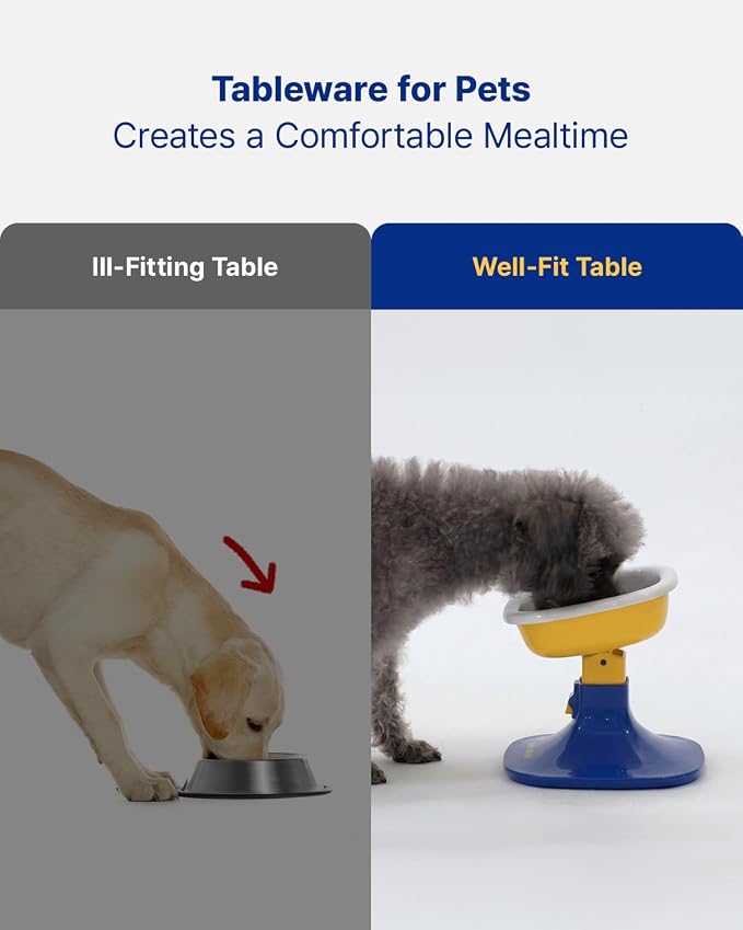 PETHROOM Well Fit Elevated Dog Bowl Stand – Adjustable Height 4.5–7.4 in with 0–22° Tilt, Stable Non-Slip Feeding Stand for Dogs & Cats, Bowl Not Included, Beige