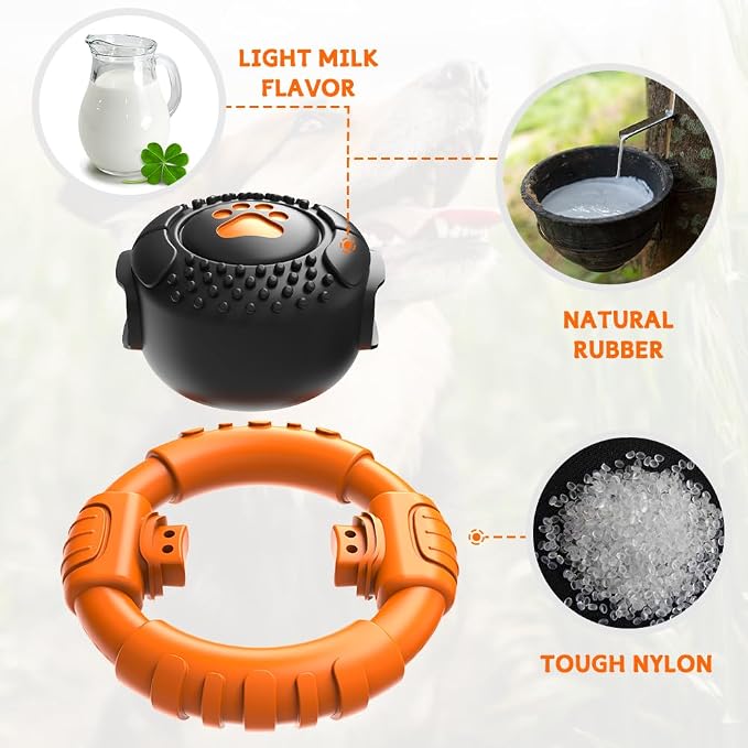 Dog Toys for Aggressive Chewers Large Medium Small Breed, Indestructible Durable Tough Dog Chew Toys to Keep Them Busy, Nylon Rubber Interactive Dog Toys