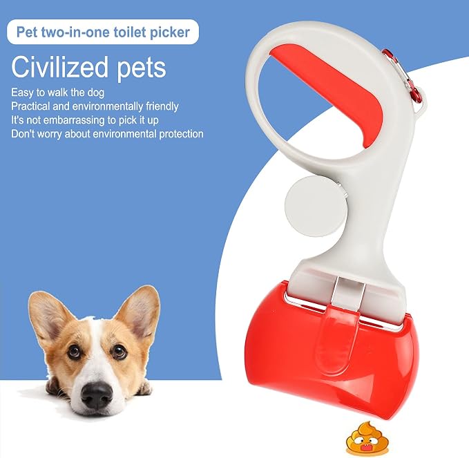 Pet Poop Scooper, Portable Waste Cleaner Pet Toilet Picker Dog Cat Poop Picker with High Strength Materials and Springs(Red) Pooper Scoopers