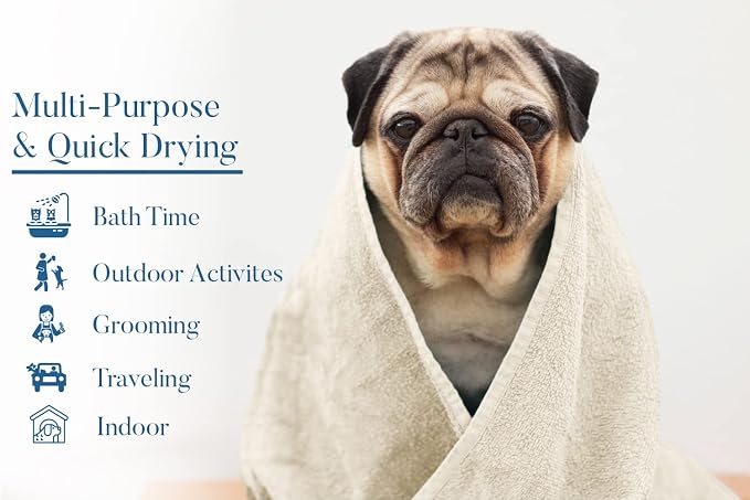 DAN RIVER Dog Towel - Pack of 1, 100% Cotton, 20x40, Ultra Soft 450 GSM, Super Absorbent & Quick Drying Towel for Dogs, Cats, and Other Pets, Shortbread.