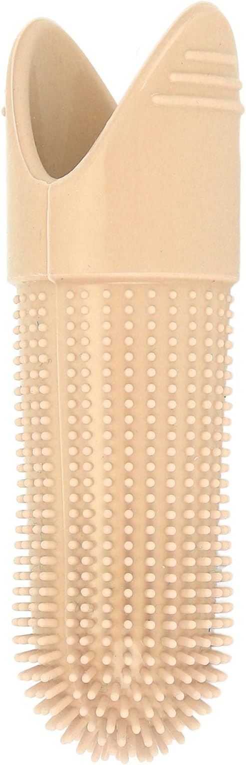 TOPINCN Silicone Dog Finger Toothbrush 360 Degree Food Grade for Dogs Cats Care with Flexible Design for Oral Clean (Beige)