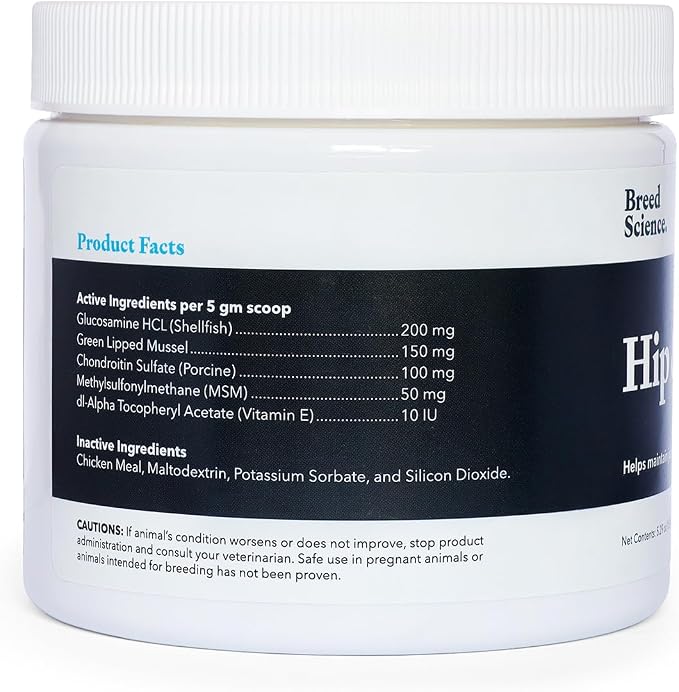 Hip and Joint Food Supplement for Dogs, Small Breeds- Glucosamine and Chondroitin Powder with Green Lipped Mussel - Pain, Inflammation Relief with Vitamins - Senior Health Supplies for Arthritis