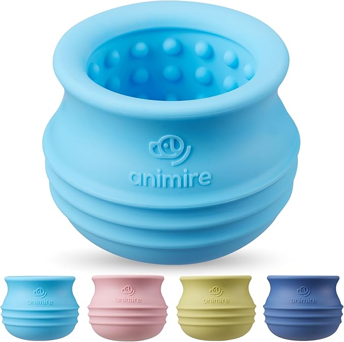 Treat Dispensing Dog Toy, Long-Lasting Interactive Puzzle Toys for Dogs, Stuffable Dog Enrichment Frozen Lick Treat Toy for Boredom, BPA Free Silicone Fetch Catch Chew Toy (Light Blue,S)