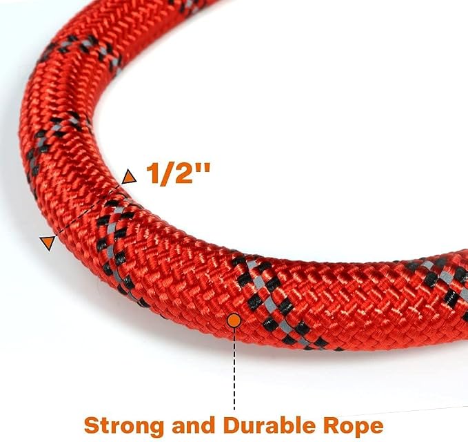 Taglory 18"-28" Length, 1 1/4" Wide Dog Collar and Leash Set, 1/2" x 6 FT Highly Reflective Threads Dog Leash for Large Dogs,Red