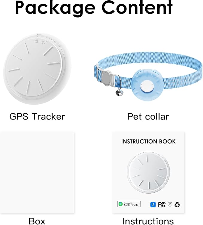 GPS Tracker for Cats - No Monthly Fee Cat Tracker, Waterproof Real-Time Tracking Collar for Pets, Kids,Luggage & Assets | 367-Day Battery Life | iOS Compatible | Anti-Lost Tracker Device (Blue)