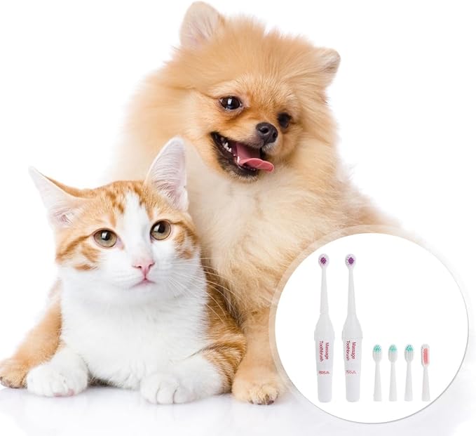 TEHAUX Professional Electric for Pets Acoustic Cleaning Brush with 2 Replacement Heads Lightweight Portable Dog and Cat for Travel and