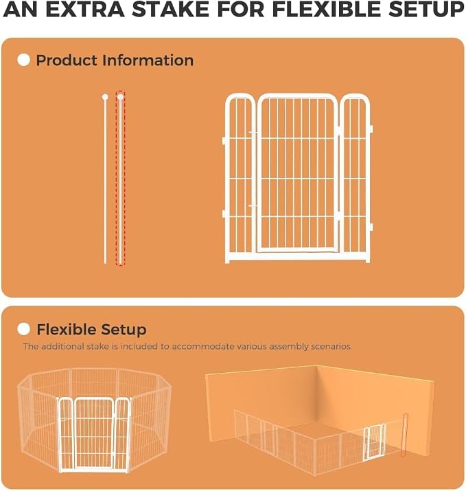 FXW Homeplus Unleashed Dog Playpen Designed for Indoor Use, 1 Add-on Gate, 32" Height for Small and Medium Dogs, White│Patented