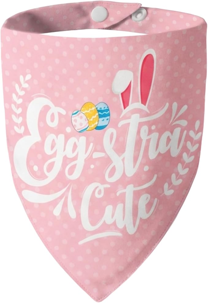 Easter 2-in-1 Dog Bandana with Egg-Stra Cute & Some Bunny Love Me Lovely Saying, Medium, Small, Pink