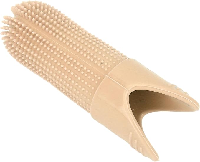 Haofy 4 Pack Dog Toothbrush, 360°Cleaning Finger Brush for Dogs Teeth, Food Grade Silicone Pet Toothbrush Fits Most Fingers, Puppy Toothbrush for Dog Training Period (Beige)