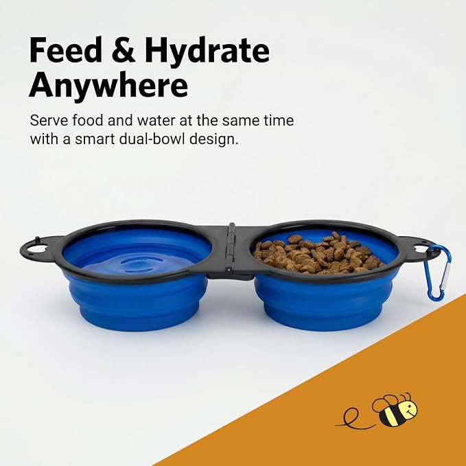 Bee Neat Adjustable Pet Bowl, Blue