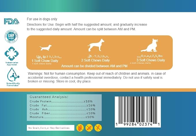 25-in-1 Dog Multivitamin Chews with Probiotic, Salmon Oil & Enzyme
