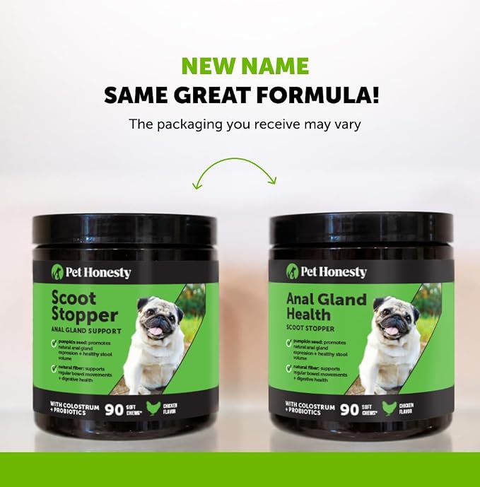 Dog Scoot Stopper Anal Gland Support Fiber Supplement - Stop Scooting + Booty Dragging for Perfect Bowel Movements - Daily Dog Fiber Chews with Pumpkin Seed, Prebiotics + Probiotics (Chicken, 90 Ct)