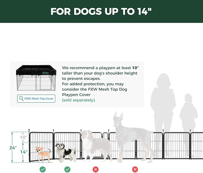 FXW Rollick Unleashed Dog Playpen, 24in, 16 Panels with Connectors, 2-Pack, Small/Puppy, Black