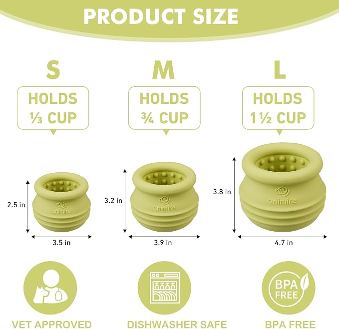 Treat Dispensing Dog Toy, Long-Lasting Interactive Puzzle Toys for Dogs, Stuffable Dog Enrichment Frozen Lick Treat Toy for Boredom, BPA Free Silicone Fetch Catch Chew Toy (Green,L)