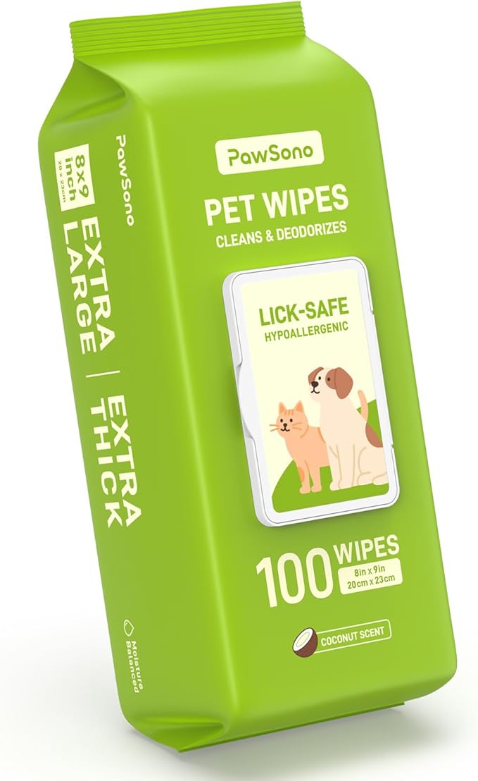 Hypoallergenic Pet Wipes for Dogs & Cats, Coconut Scented, 100 Count