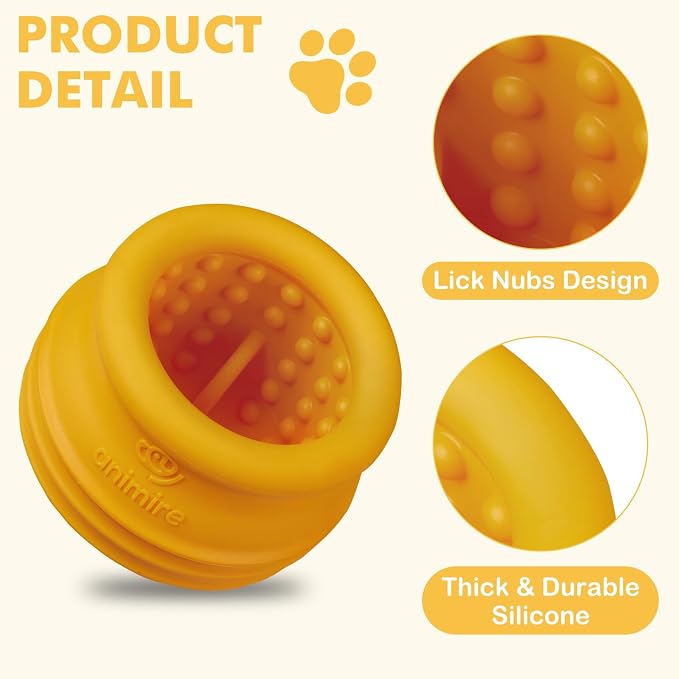 Treat Dispensing Dog Toy, Long-Lasting Interactive Puzzle Toys for Dogs, Stuffable Dog Enrichment Frozen Lick Treat Toy for Boredom, BPA Free Silicone Fetch Catch Chew Toy (Orange,S)