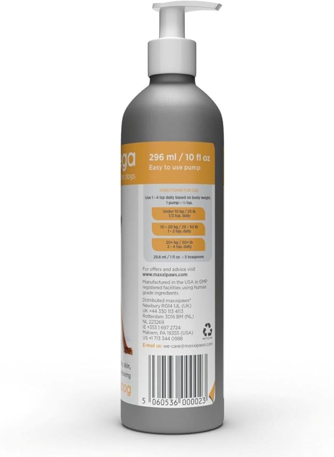maxxipaws maxxiomega Omega 3, 6 & 9 Oil Supplement - Skin & Coat Support for Dogs, 10oz