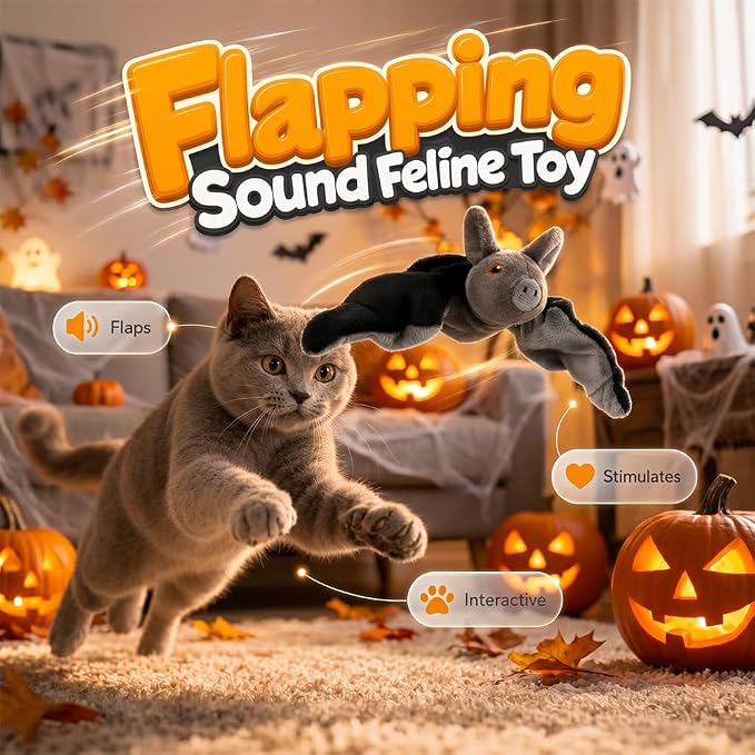 Flying Bat Toy for Dogs & Cats Flapping Wings Interactive Pet Toy (Parrot) | Flying Bat Dog Toy with Chirping Sounds, Flapping Bird Interactive Toy