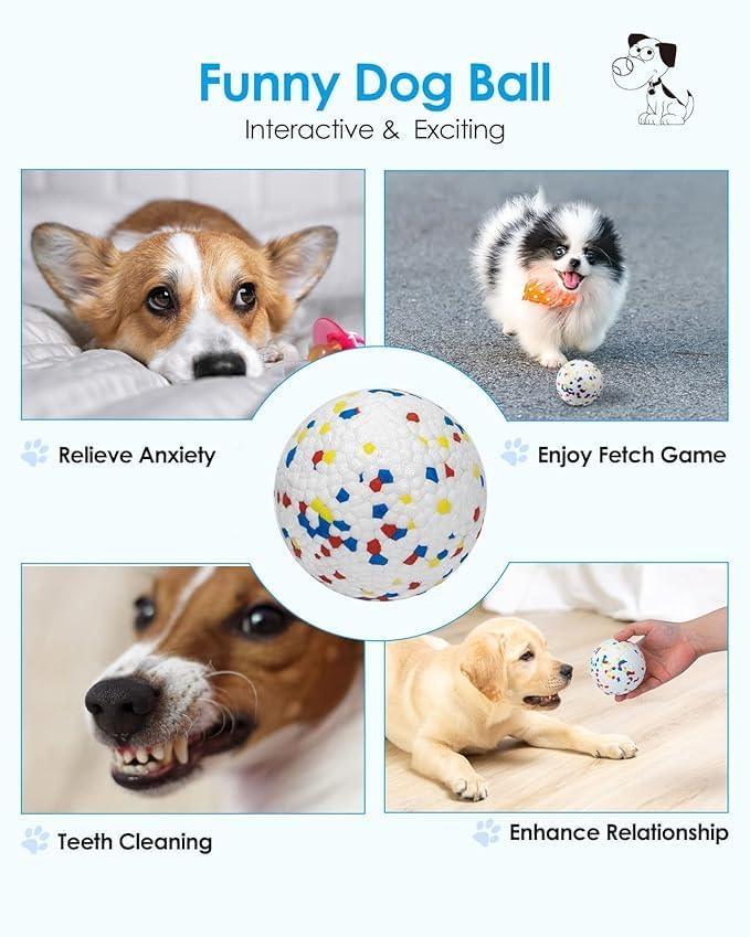 Dog Ball Toy Set 5 for Puppy and Small Dog Rubber Teething Ball, Dog Enrichment Toys Chewer for Boredom and Brain Stimulating Game to Keep Them Busy.(Blue/Yellow/Multi)