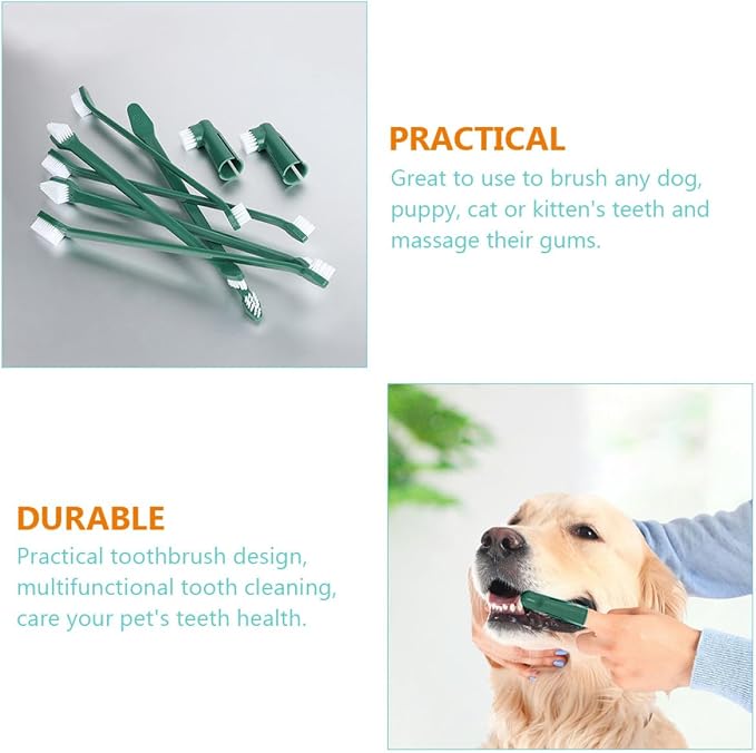Luxshiny Dog Toothbrush Set with Dual-Head Design, Pet Finger Toothbrush and Puppy Oral Care Kit, Soft Bristles for Effective Teeth Cleaning, Suitable for Puppies and Adult Dogs