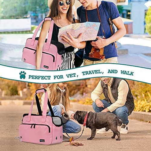 PetAmi Small Dog Purse Carrier, Airline Approved, Soft-Sided Tote, Pink