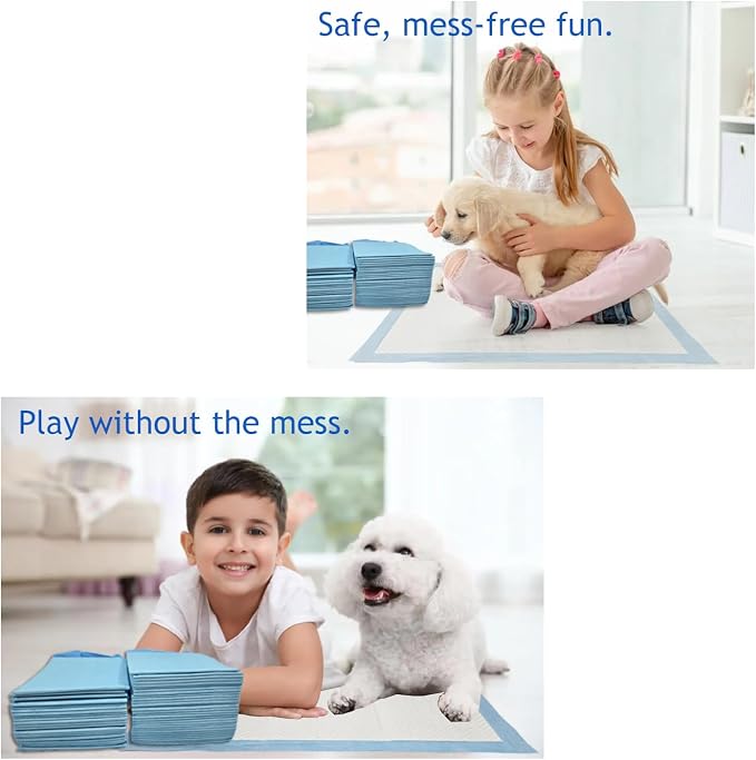 Puppy Pee Pads, 22 x 22 Inch Leak-Proof Pet Potty Training Pads for Dogs, Quick Absorb 6-Layer Design, Ideal for Small Puppies, Cats, Kittens, Rabbits, and Guinea Pigs (Blue-100 Count)