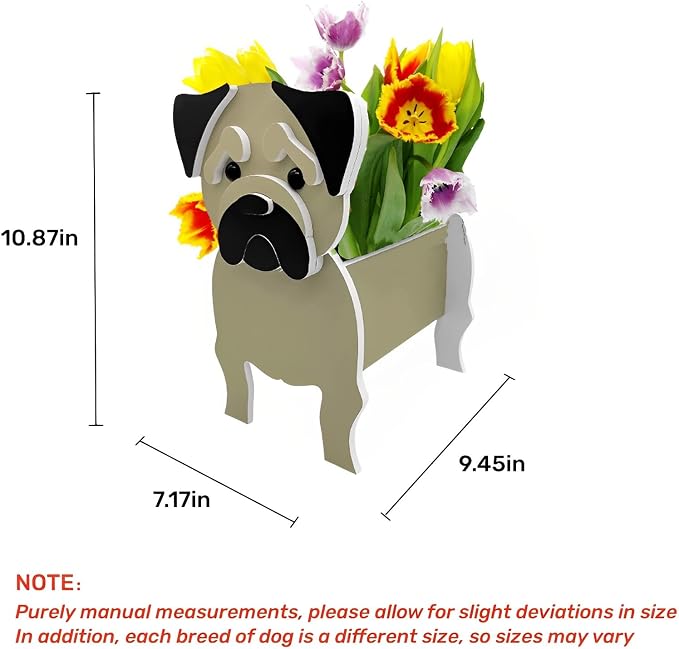 Pug Dog Planter Pots, Animal Shaped Flower Pot