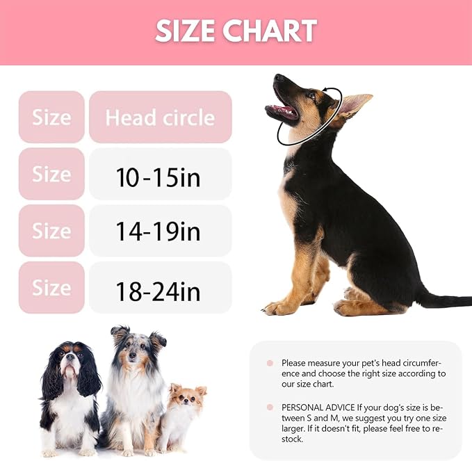 Waterproof Dog Ear Covers,No Flap Ear Wraps for Dogs,Dog Ear Muffs for Noise Protection & Anxiety Relief,Adjustable Dog Calming Hoodie Shower Cap for Bathing Grooming(Fuchsia,M)