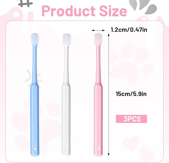 3 Pack Small Dog Cat Toothbrush, 360 Degree Soft Silicone Pet Toothbrush Cat Dental Care Dog Oral Hygiene Deep Clean Pet Teeth Cleaning Kit