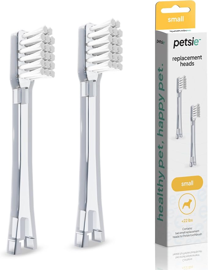 Dog Toothbrush Replacement Heads | 2 Pack | Replace Every Three Months | Reduces Bad Breath | Compatible with Petsie Toothbrush Only (White, Small Dogs)