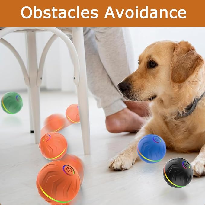 T01 Interactive Dog Toys Dog Ball,Anti Boredom Dog Toys,Durable Motion Activated Automatic Rolling Toys for Small/Medium Dogs,Moving Ball for Dogs to Keep Them Busy,Dog Bows,Fruity Plush Covers,Orange