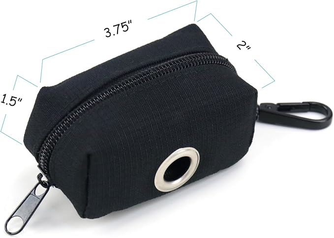 Wagtime Club 2 Pack Dog Poop Bag Holder for Leash Dog Waste Bag Dispenser Soft Fabric Puppy Potty Carrier Suitable for Any Leash with 2 Roll of Pet Trash bag, Black