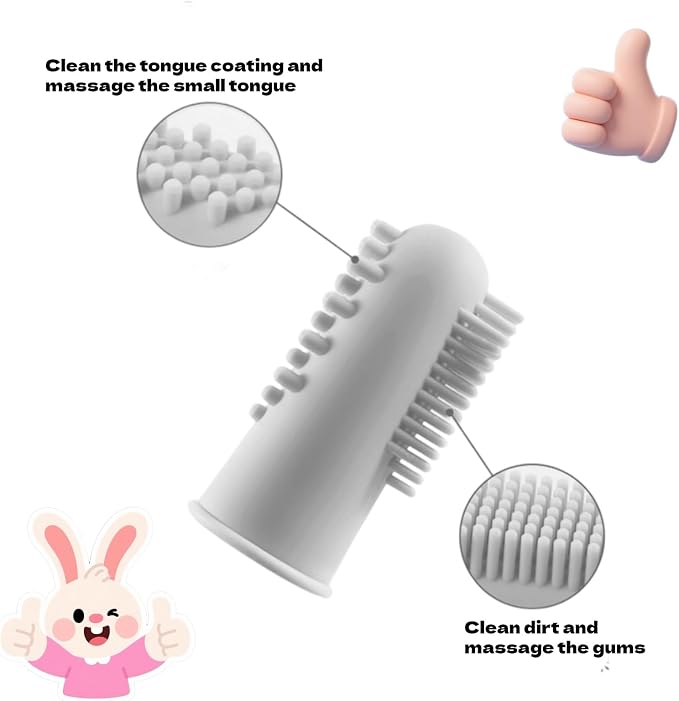 4Pcs Cat & Dog Toothbrush Dual-Head Finger Toothbrush | Silicone, Dental Brush, For Puppy & Kitten, Teeth Cleaning