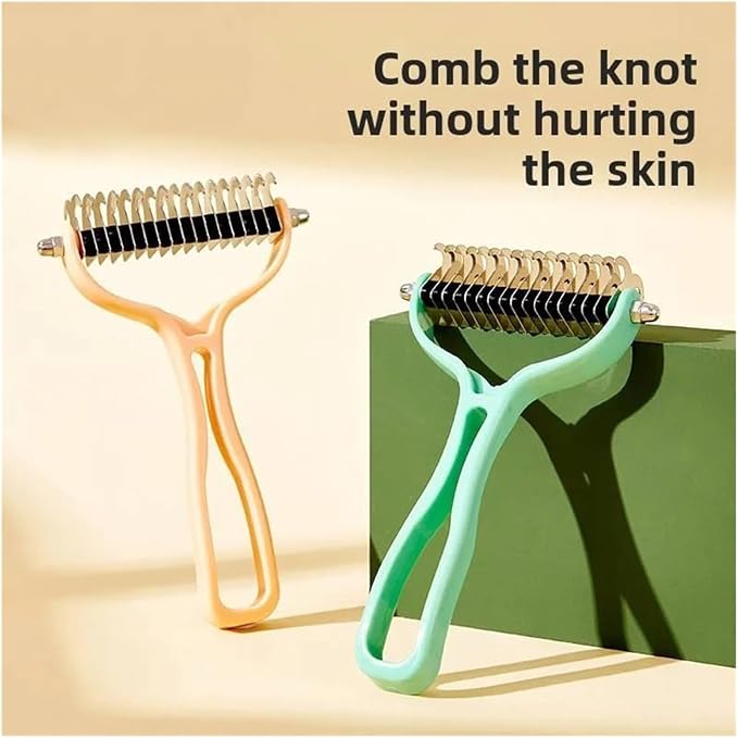 Dual-Sided Cat Grooming Brush - Stainless Steel Deshedding and Dematting Tool | Pink