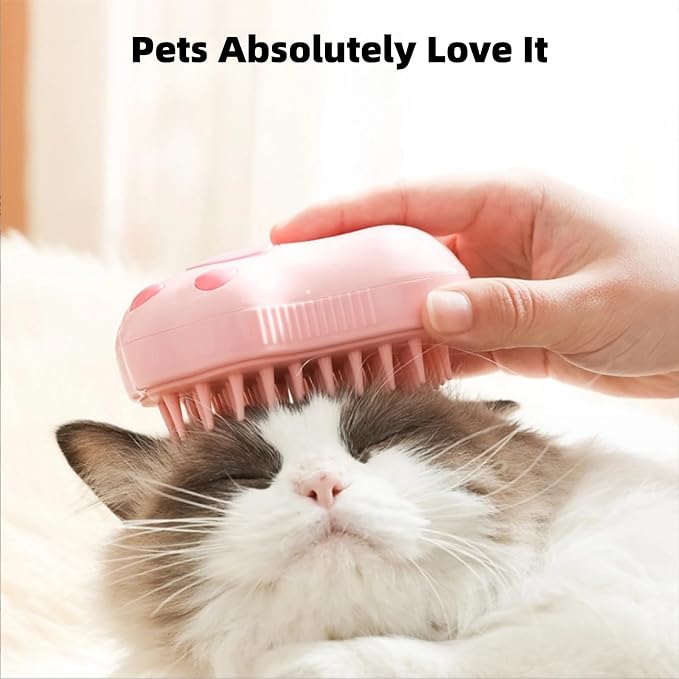2026 New 3-in-1 Pet Steam Grooming Brush, Professional Cat & Dog Steam Brush for Massaging, Deep Cleaning & Shedding Hair Removal, Rechargeable Anti-Static Comb with HEPA Filter (white+Khaki)