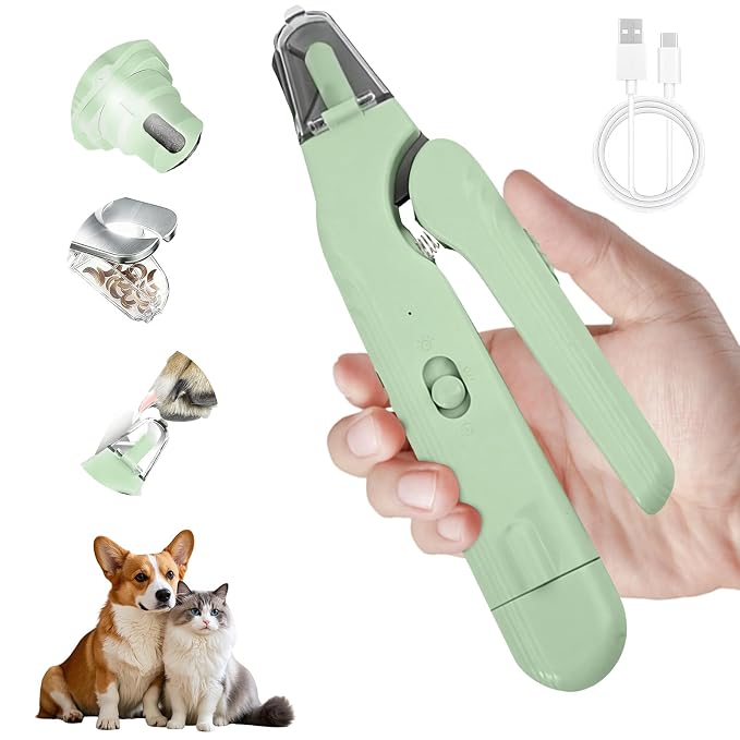 2-in-1 Dog Nail Clippers & Grinder with 2 LED Lights - Green
