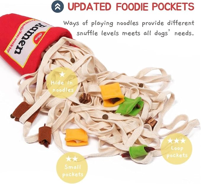 CHEWFFON Dog Puzzle Toy, Interactive Treat Hiding Enrichment Crinkle Toy | Hide & Seek Snuffle Crinkle, Nose Work Enrichment, Treat Dispensing Fun, Ramen Cup Design for Small & Medium Dogs