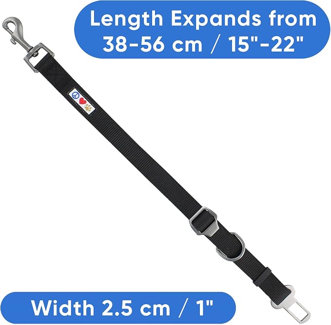 Pawtitas Dog Seat Belt | Pet Safety Seat Belt with Adjustable Strap for Small to Large Dogs | Exceeds Dog Safety Standards | Keep Your Dog Secure in The Car - Black Car Seat Belt for Dogs
