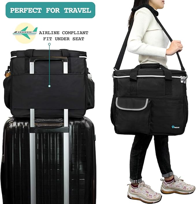 PETAMI Dog and Cat Travel Bag, Black, Large