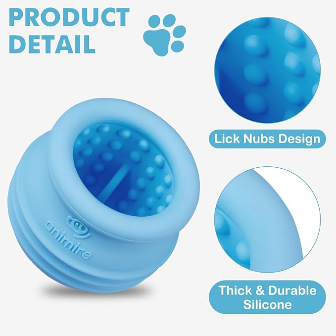 Treat Dispensing Dog Toy, Long-Lasting Interactive Puzzle Toys for Dogs, Stuffable Dog Enrichment Frozen Lick Treat Toy for Boredom, BPA Free Silicone Fetch Catch Chew Toy (Light Blue,M)